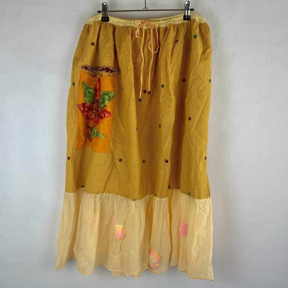 Vtg Paul Ropp Maxi Skirt Womens Small Multicolor Embroidered Hobo Gypsy Oversize